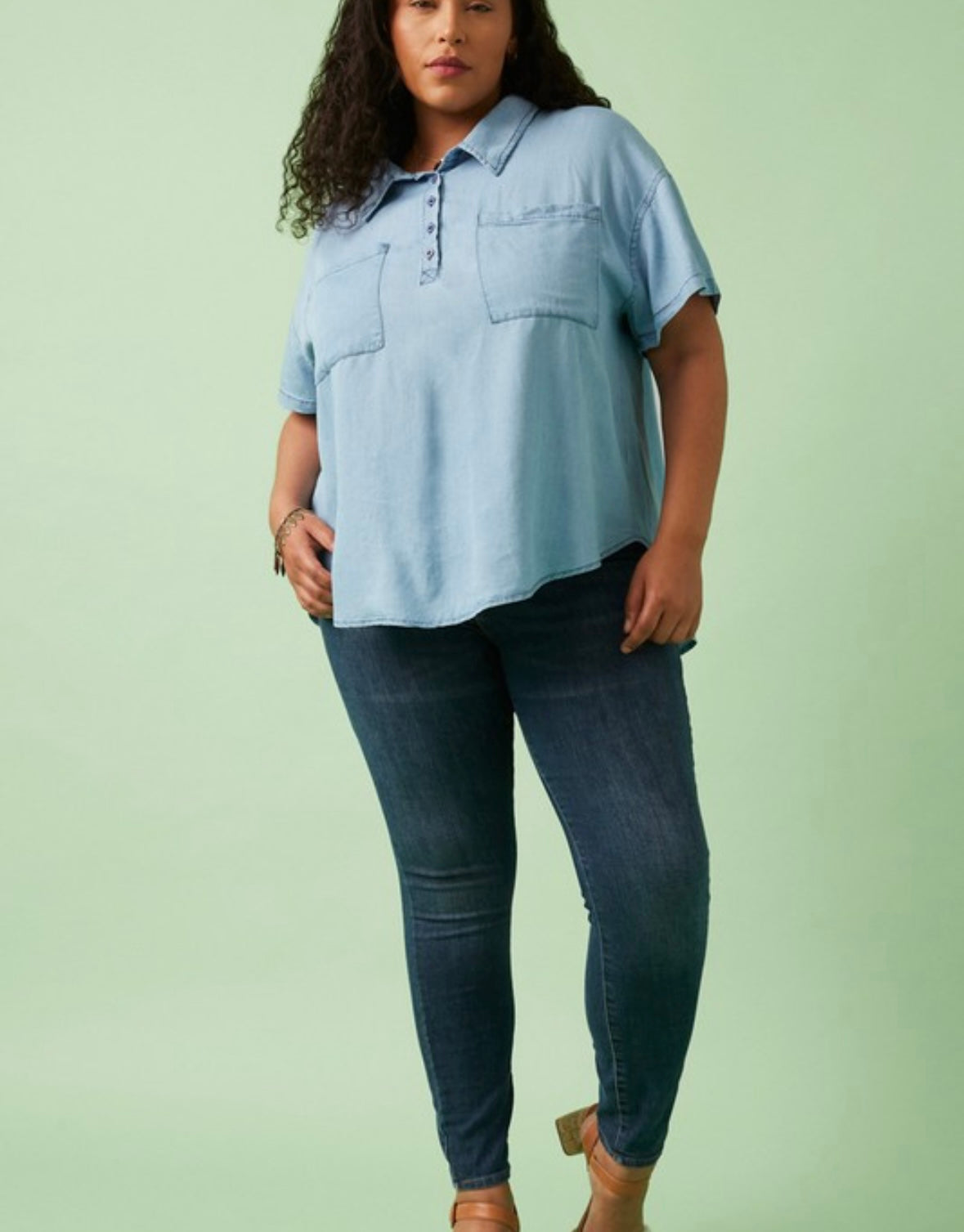 A Curvy Chambray Top