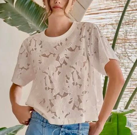 Lace Floral Tee LOL S