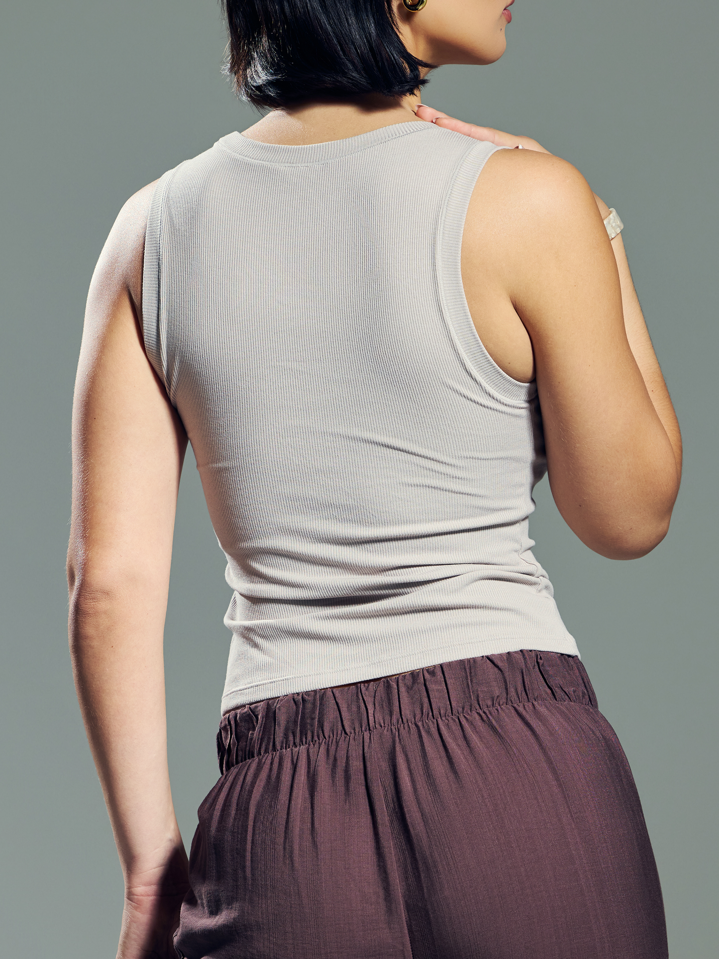 Chunky Binding Ribbed Square Neck Tank