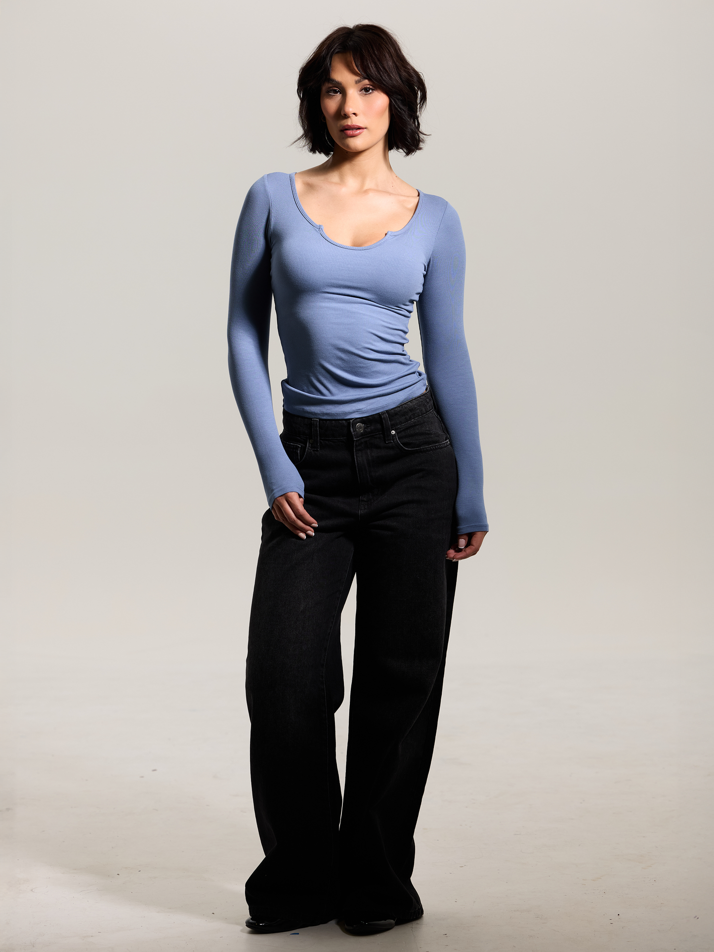 A Braless U-Shape Long Sleeve Tee