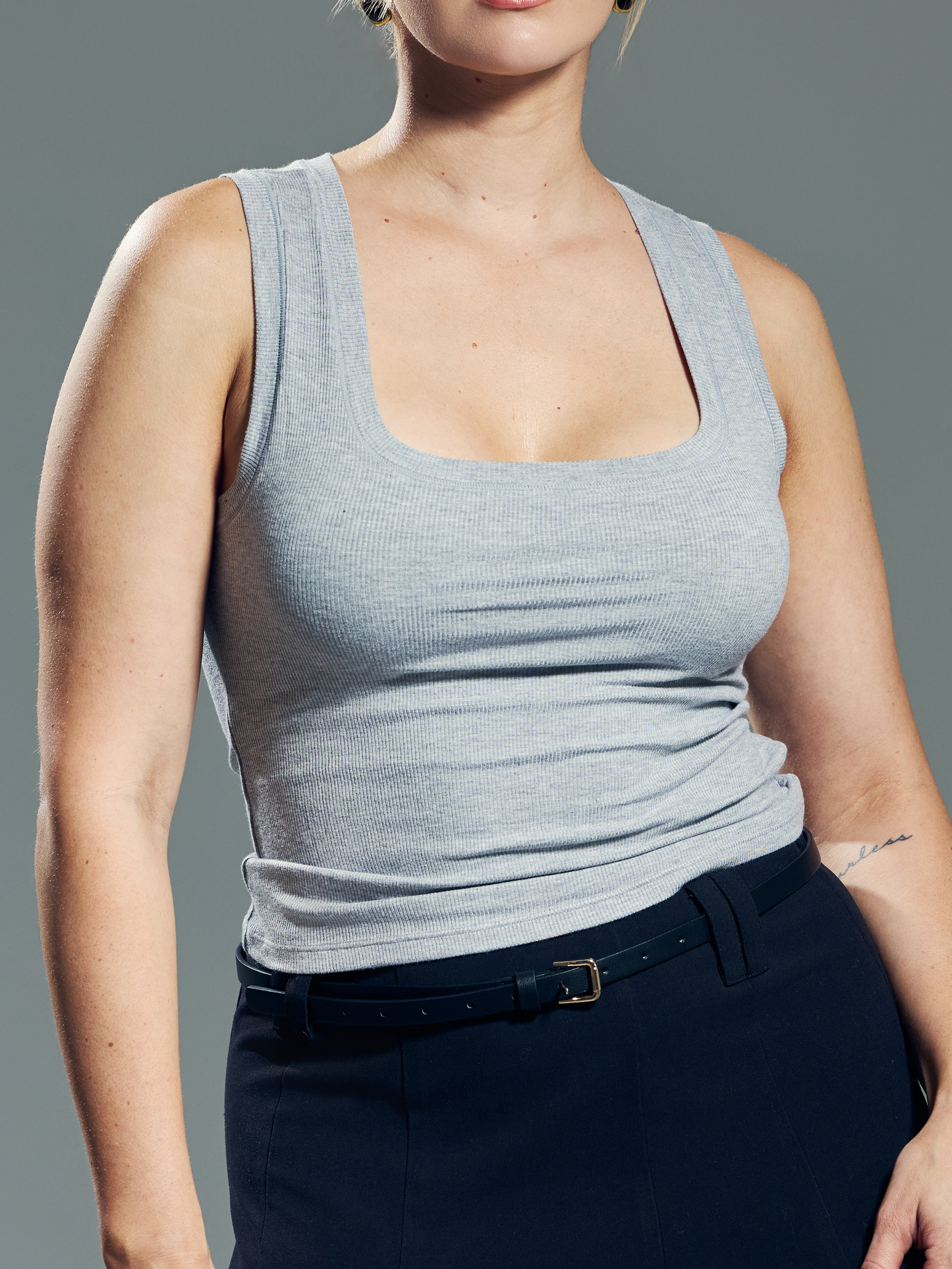 Chunky Binding Ribbed Square Neck Tank