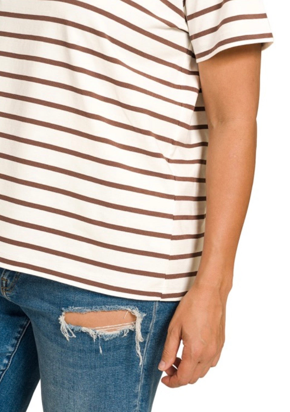 A Striped Crew Neck Tee (+Curvy)