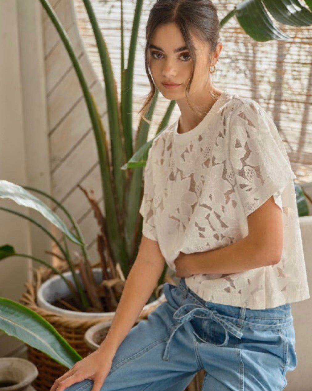 Lace Floral Tee LOL S
