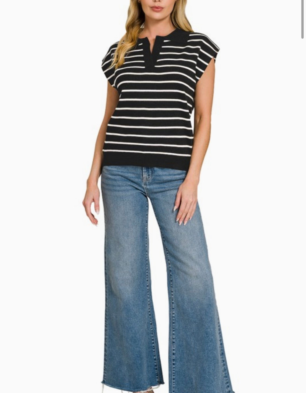 Striped Notched Tank (CURVY)