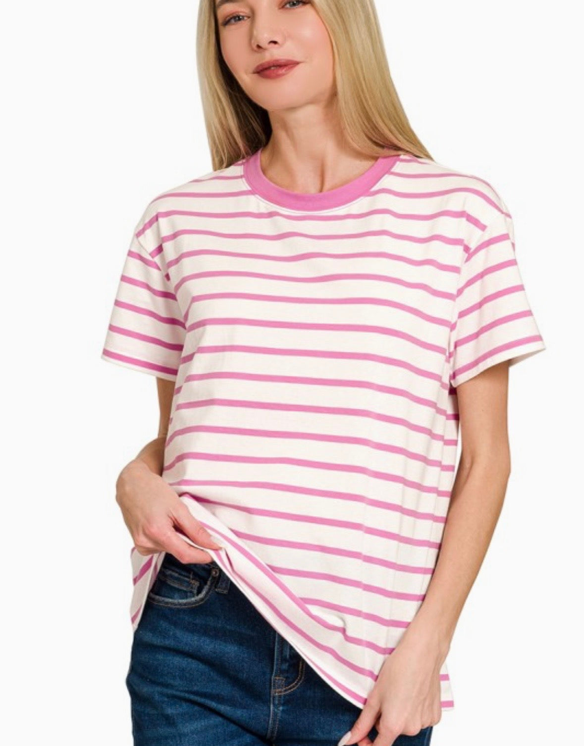 A Striped Crew Neck Tee (+Curvy)