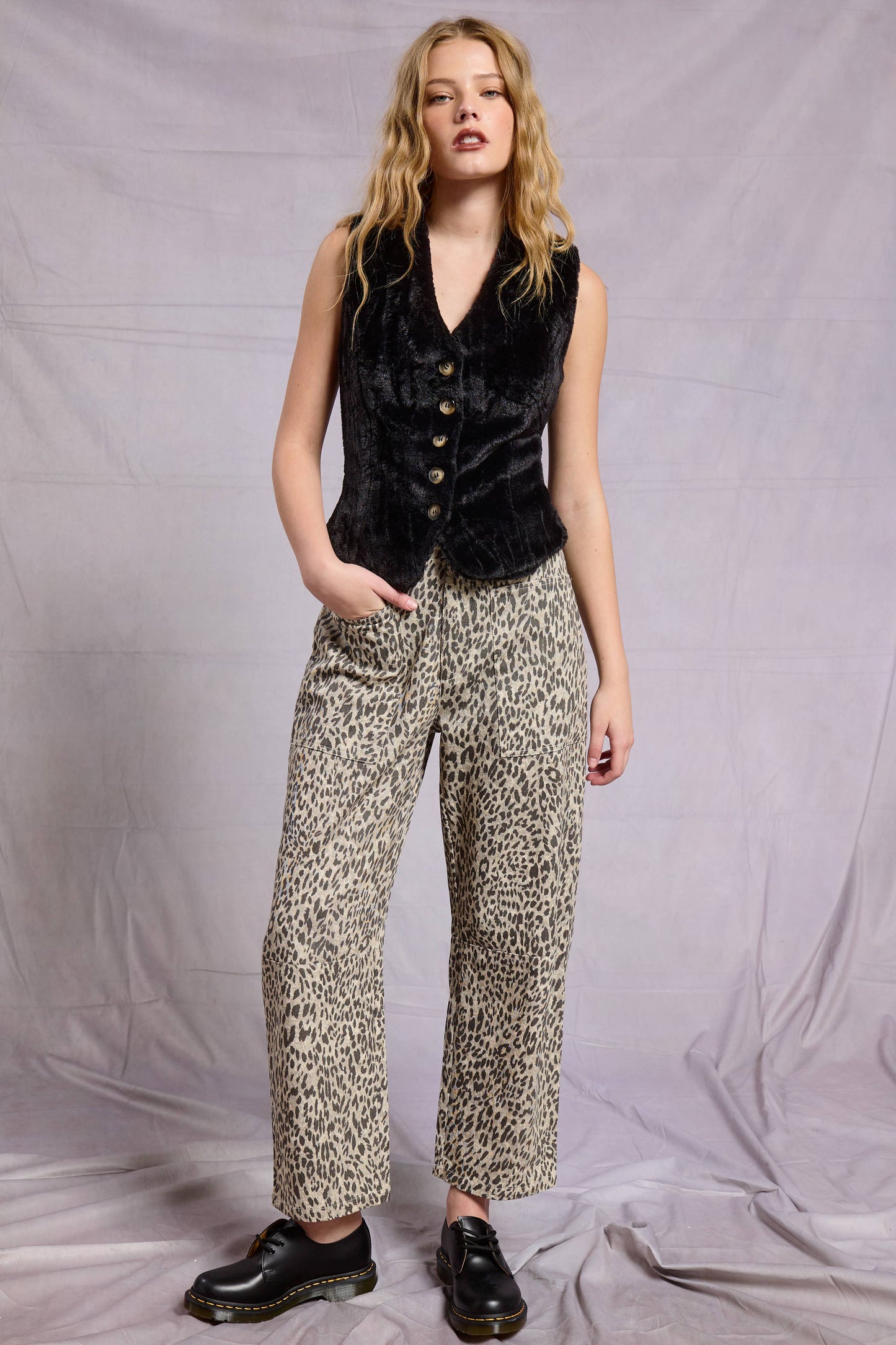 Leopard Print Barrel Jean