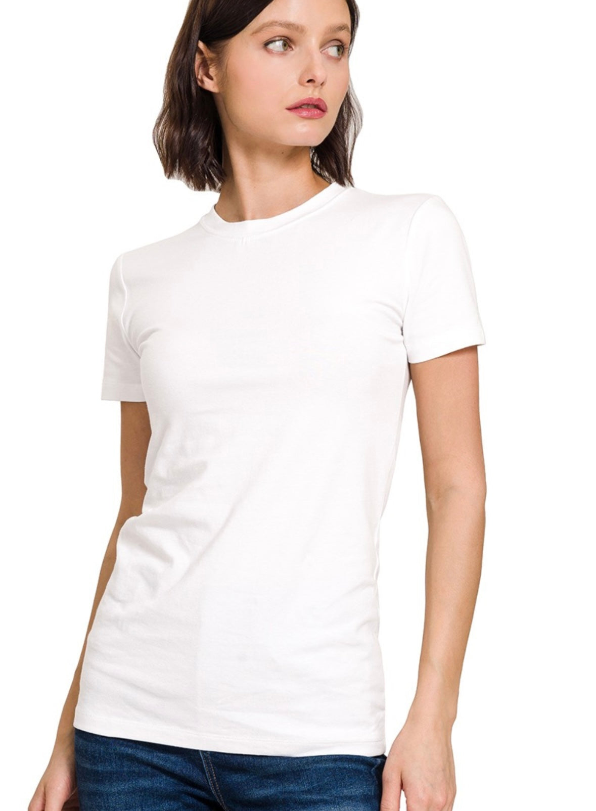 A Crew Neck Fitted White Tee