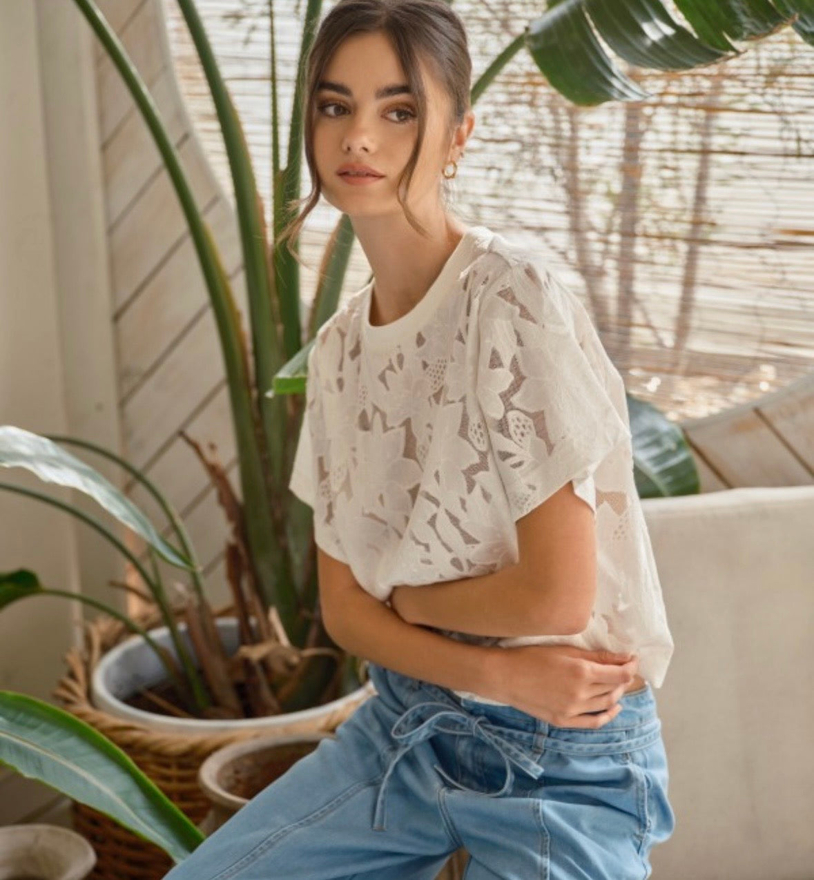 Lace Floral Tee LOL S
