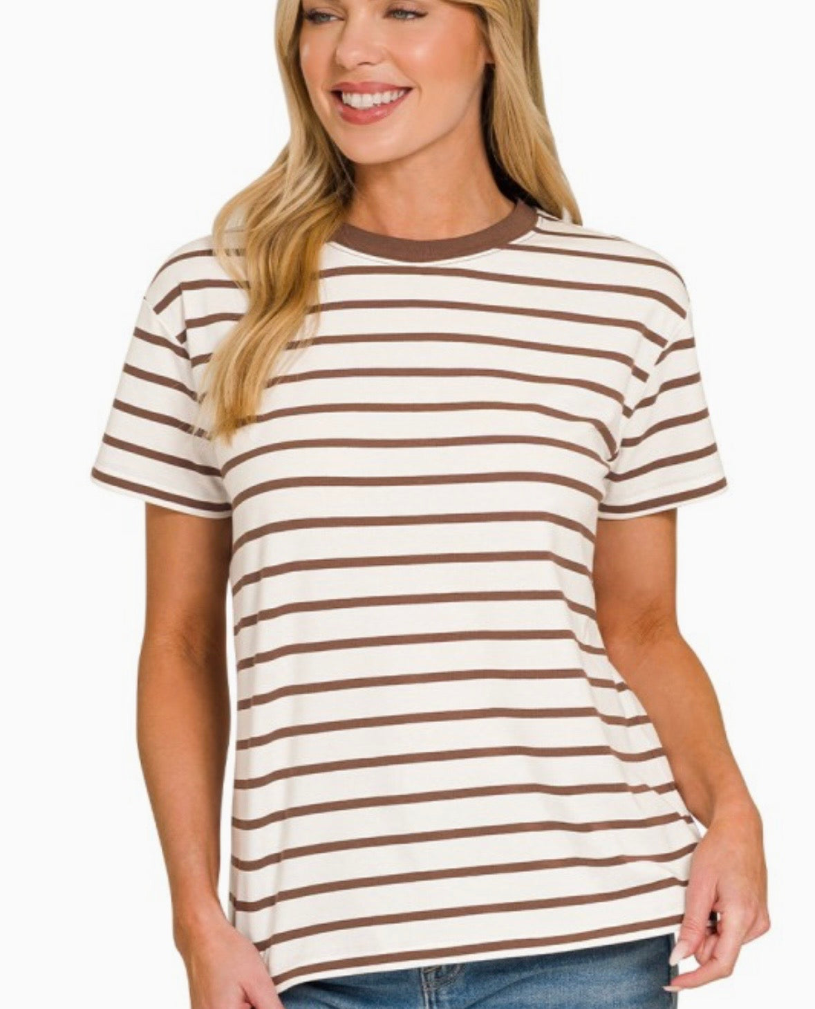 A Striped Crew Neck Tee (+Curvy)