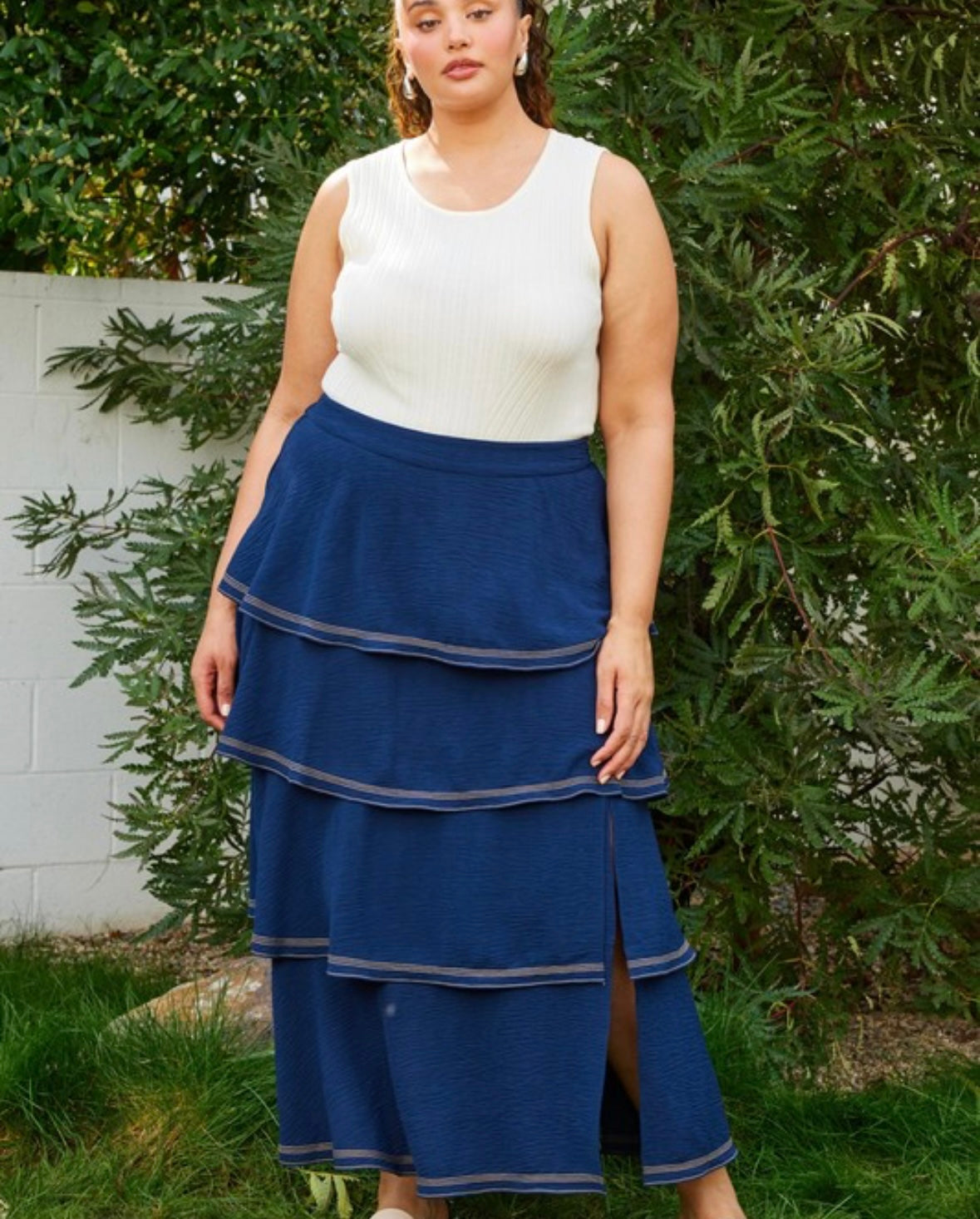 Curvy Cream Ribbed Tank
