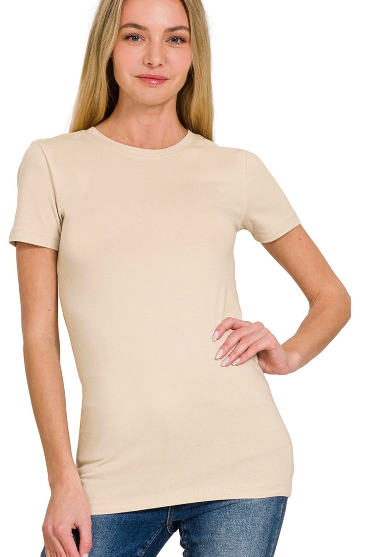 A Crew Neck Fitted White Tee