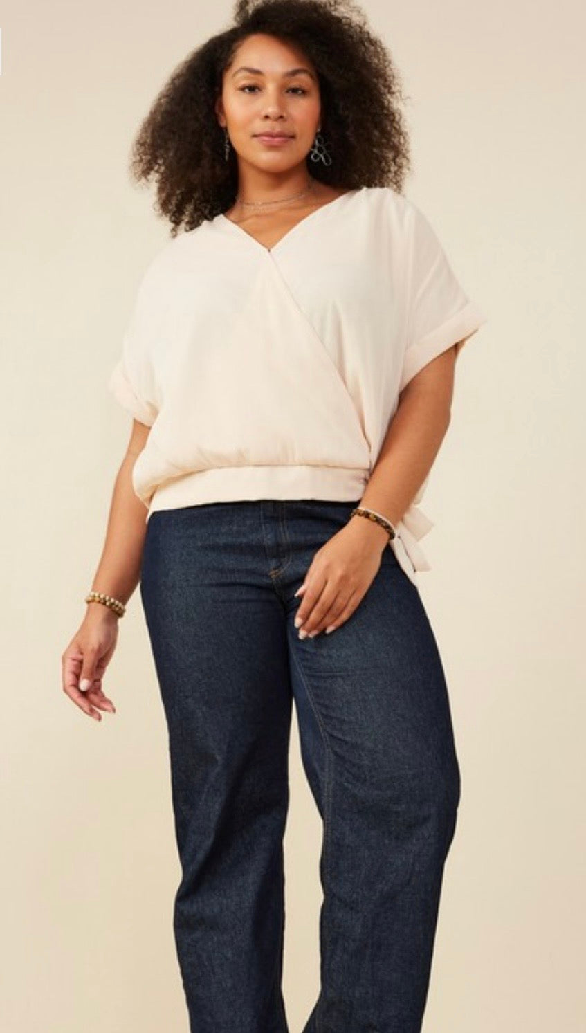 Curvy Blush Tie Blouse