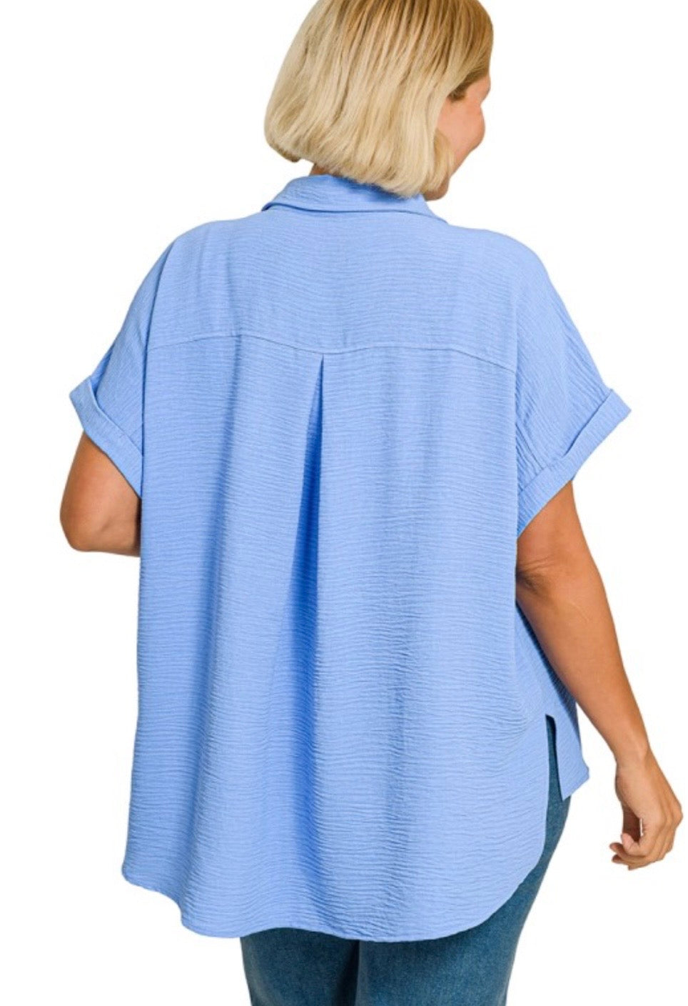 A Curvy Sleeveless Button Up