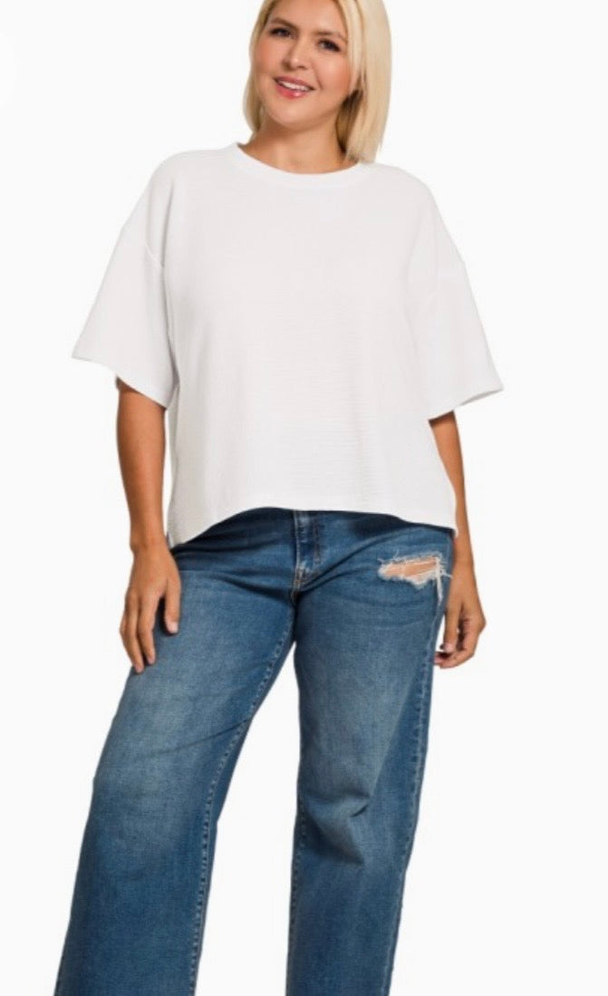 A Curvy White Box Top