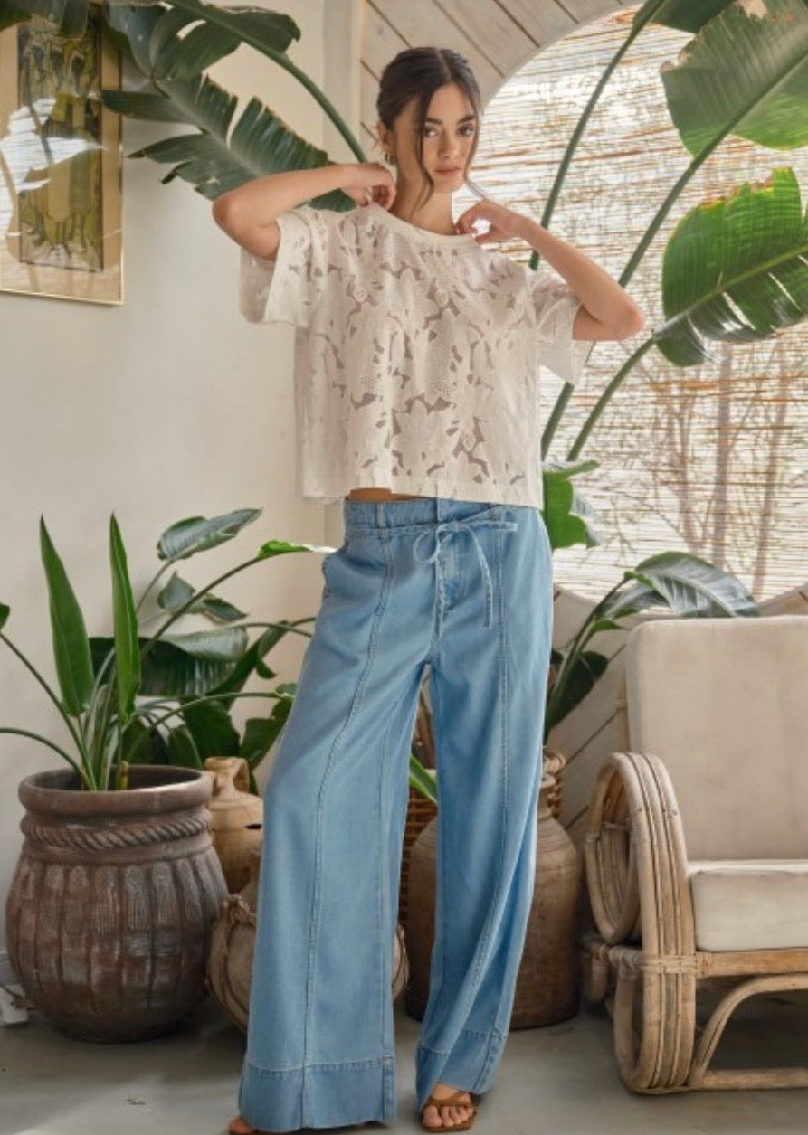 Lace Floral Tee LOL S