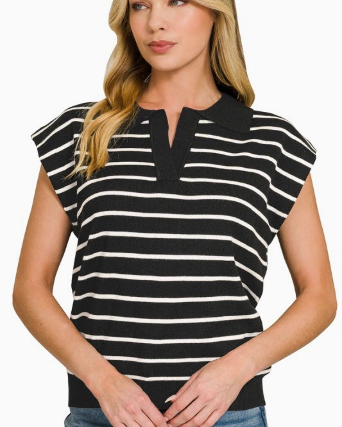 Striped Notched Tank (CURVY)