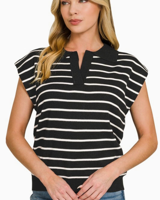 Striped Notched Tank (CURVY)