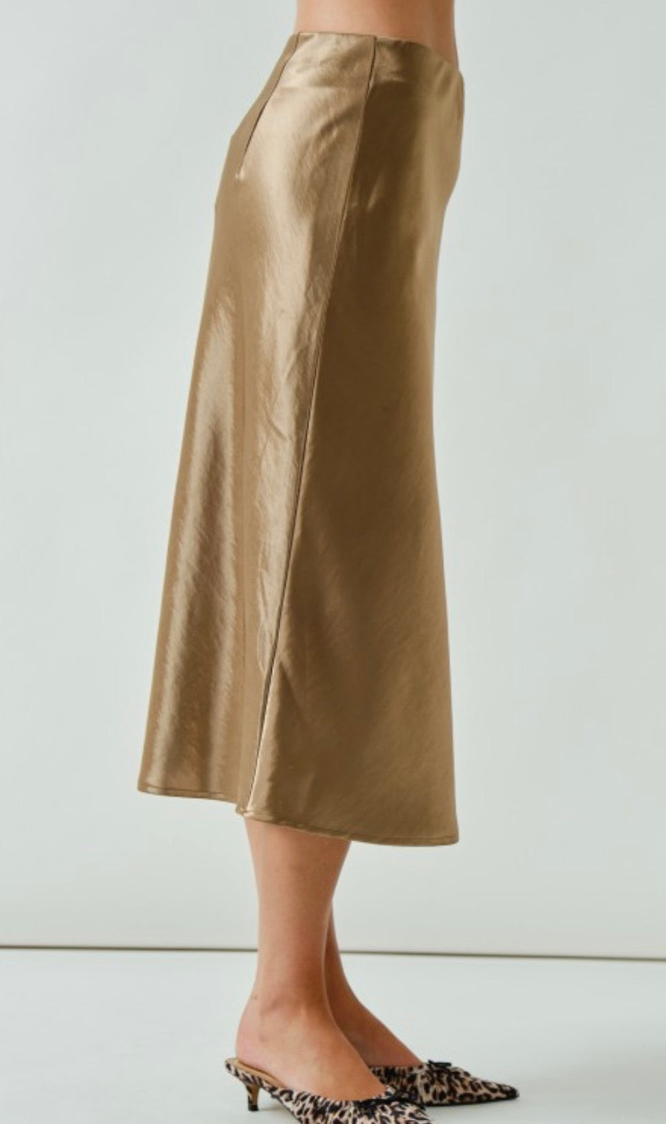 A Satin Midi Skirt