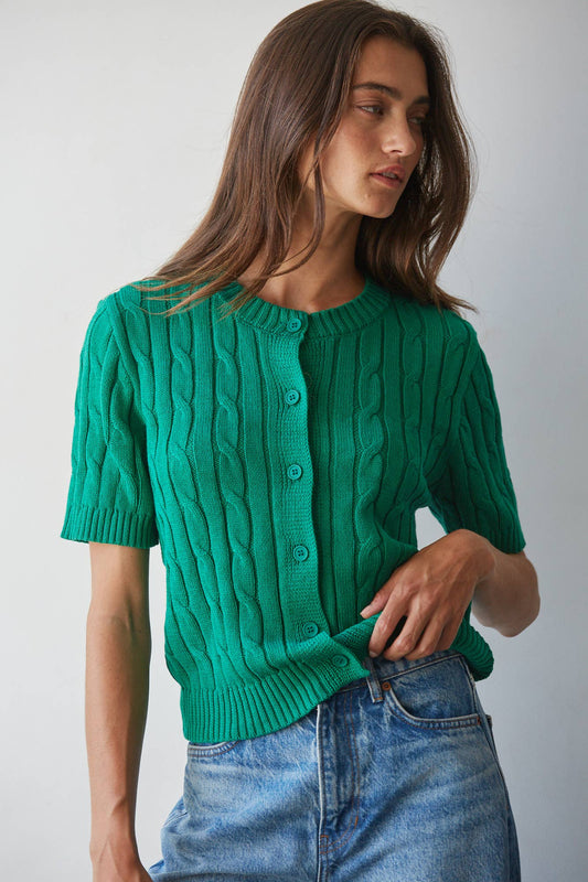 A Basic Cable Knit Button Down Cardi