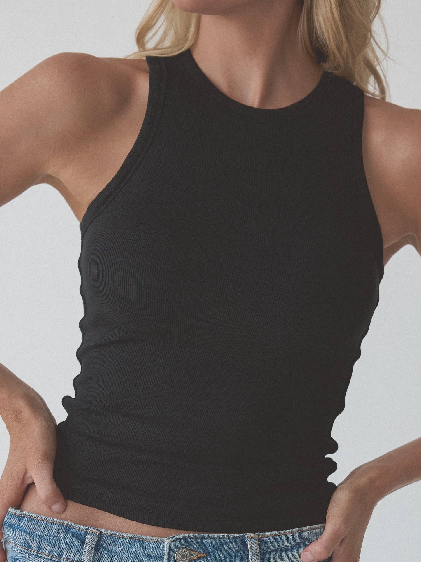A Ribbed Full Length Racerback with Built in Bra