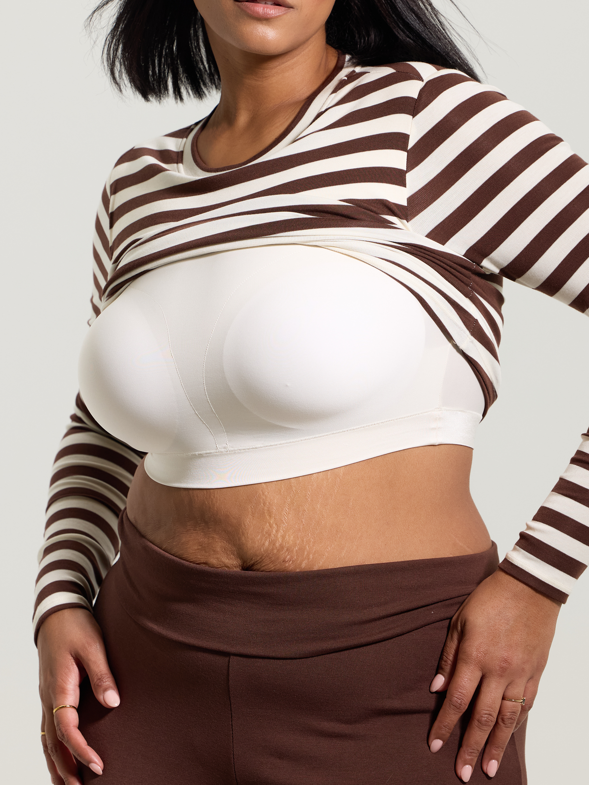A Crew Neck Braless Long Sleeve