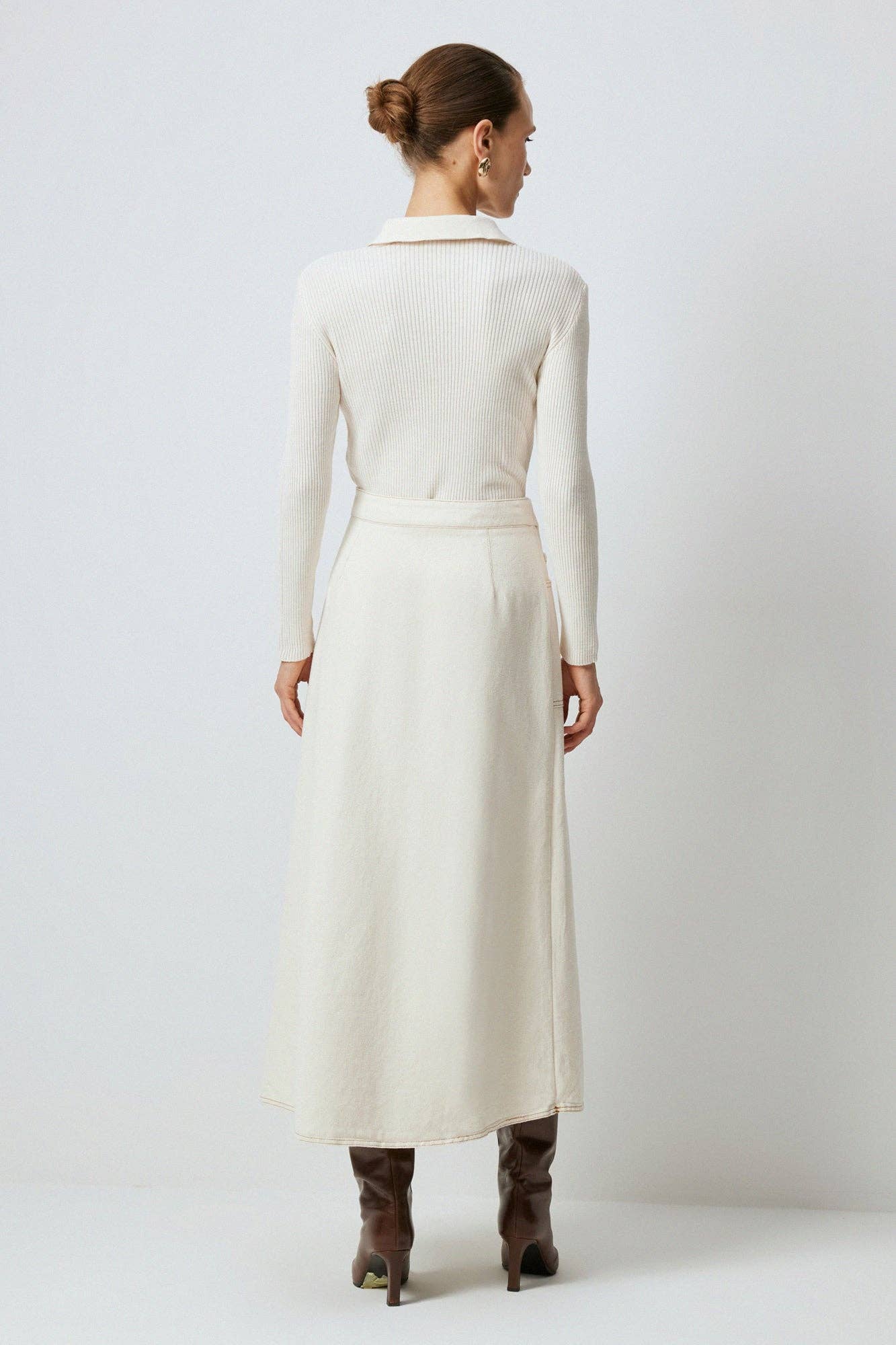 A-LINE DENIM CROSSOVER SKIRT