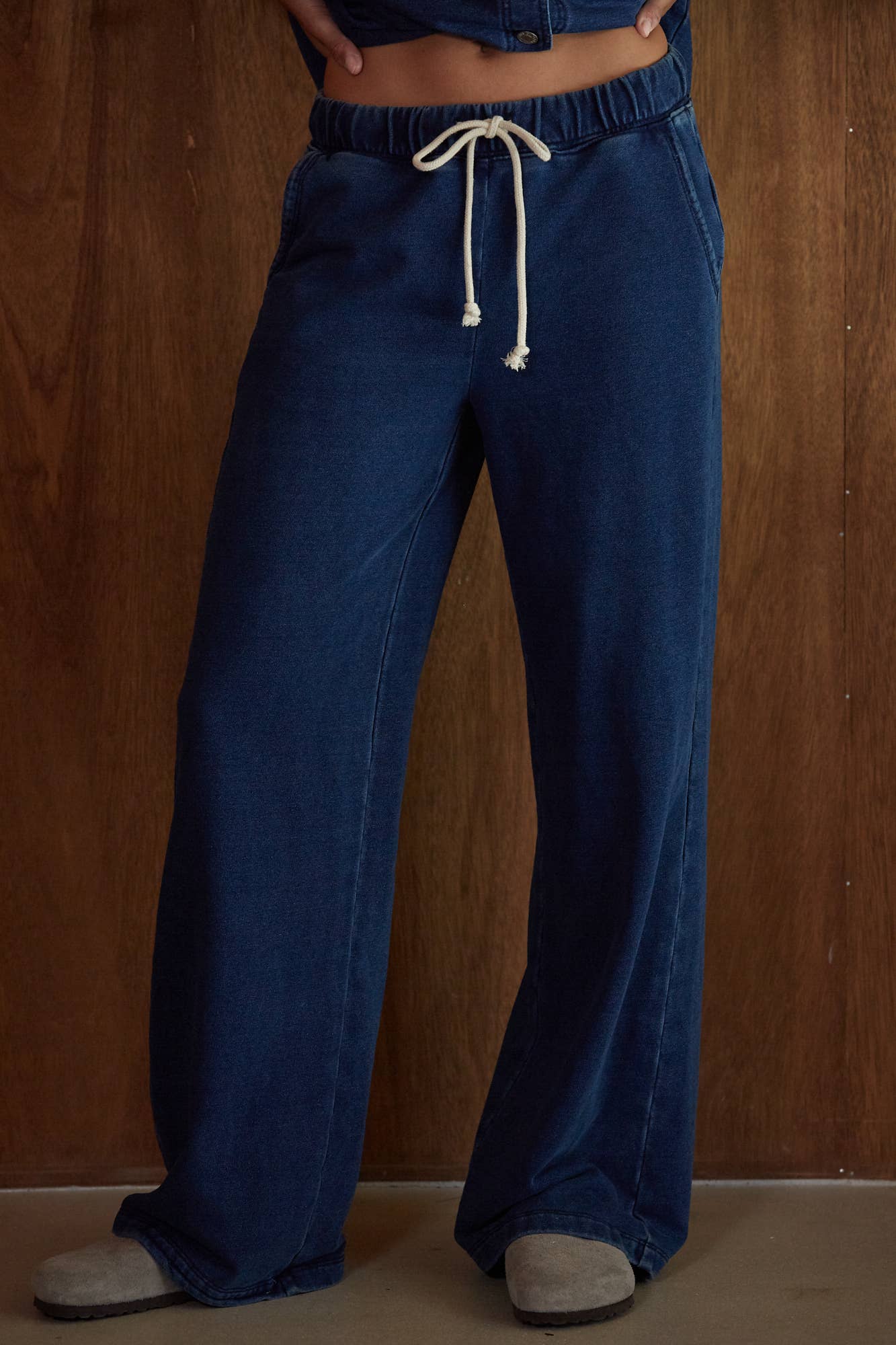 A Knit Cotton Wide Leg Pant (SET)