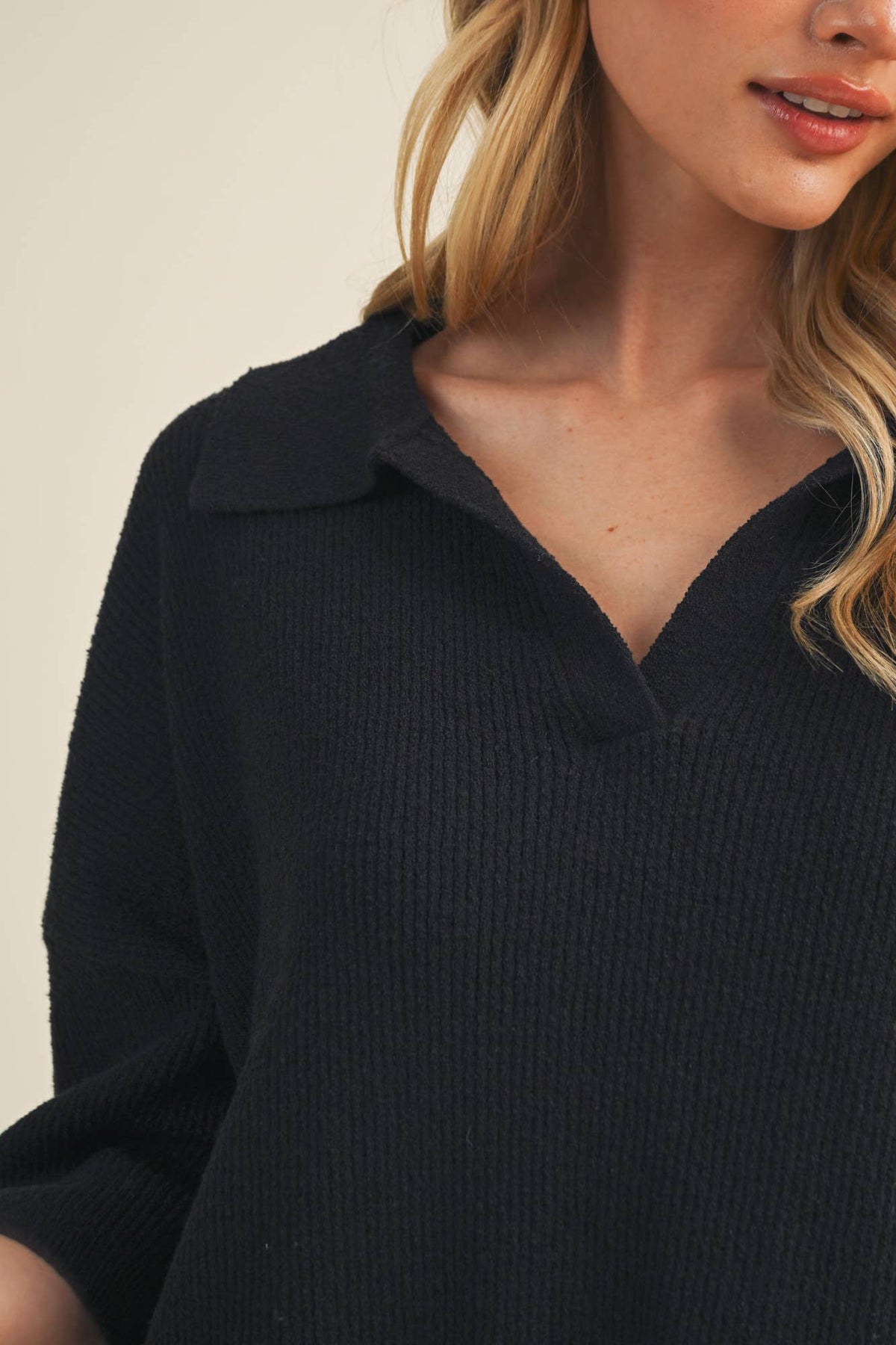 A Polo Collar Pullover (CURVY)
