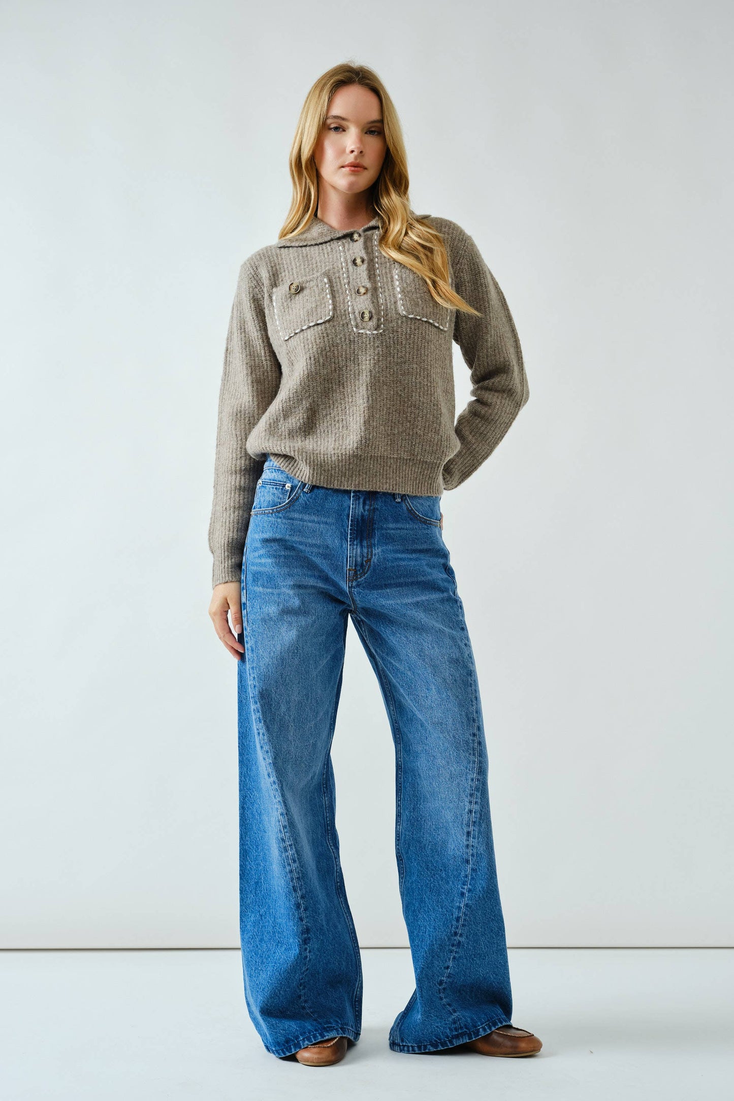 A TWIST WIDE-LEG DENIM