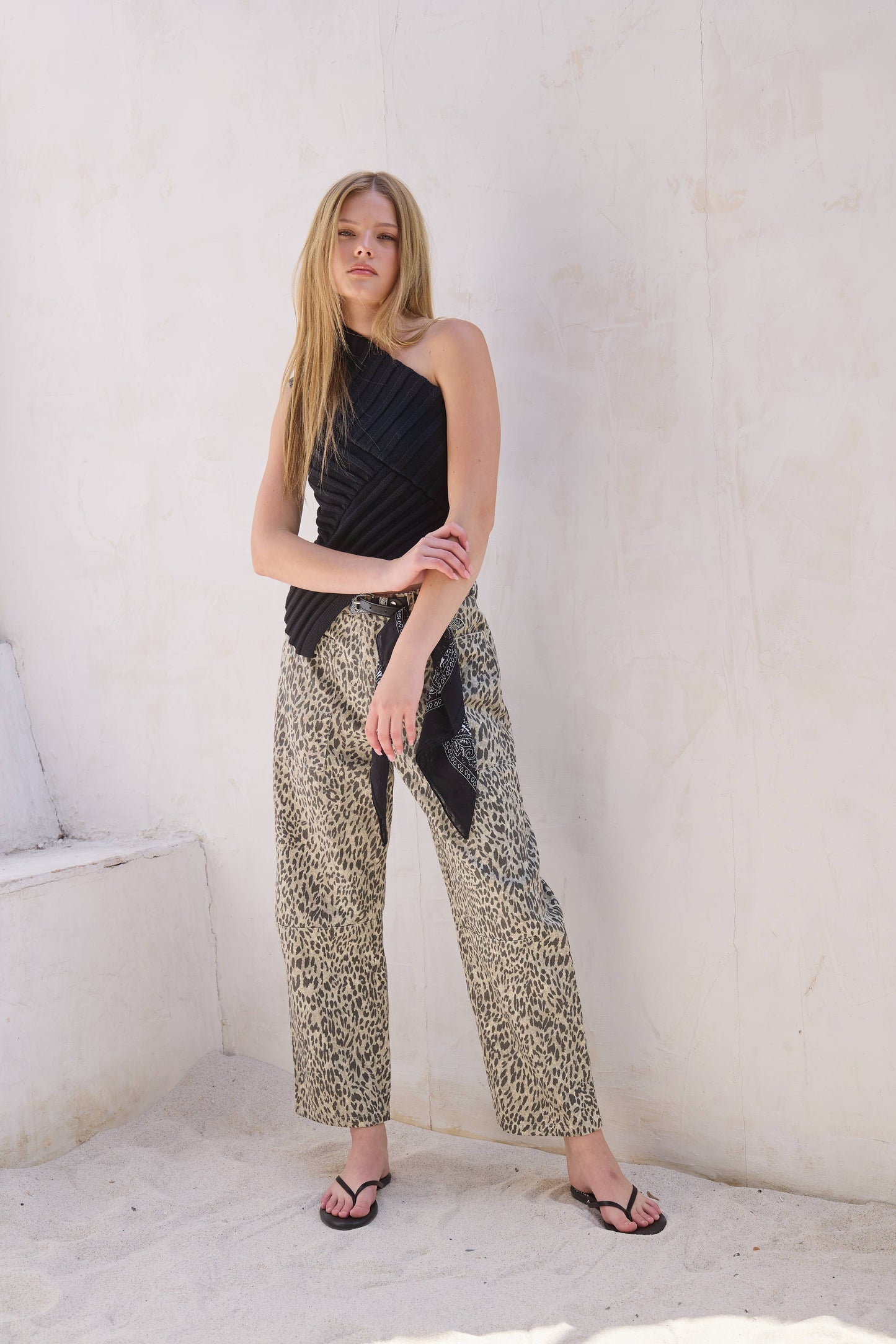 Leopard Print Barrel Jean