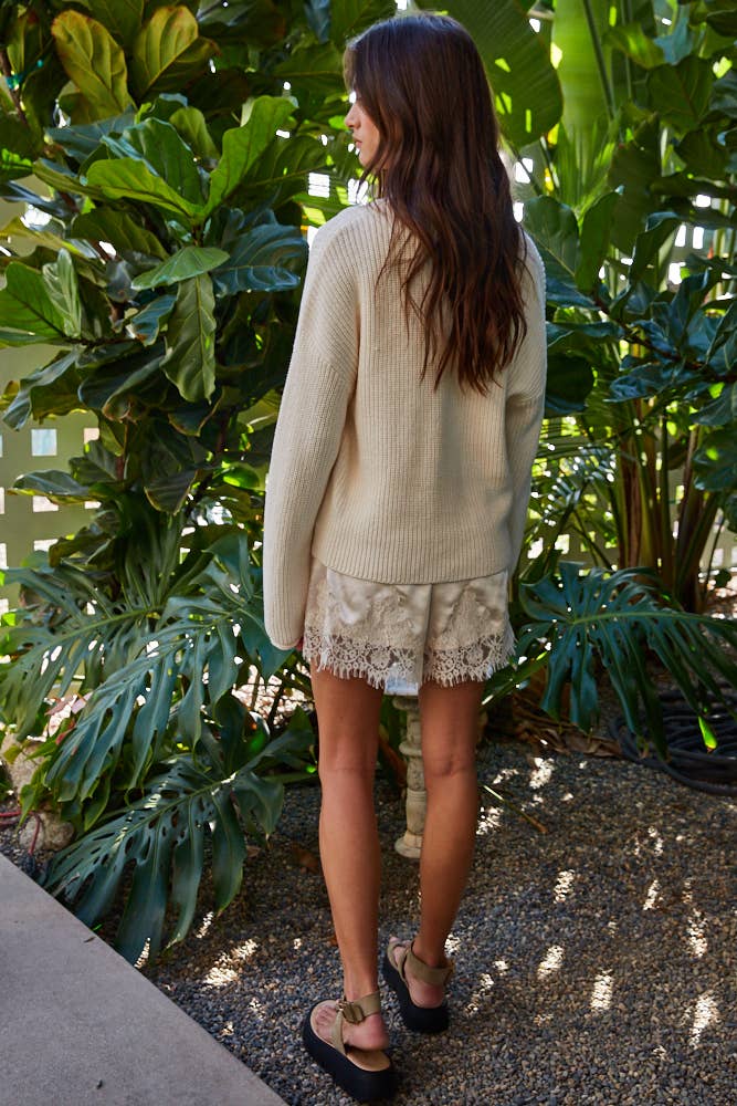A Knit V Neck Cardigan (Set)