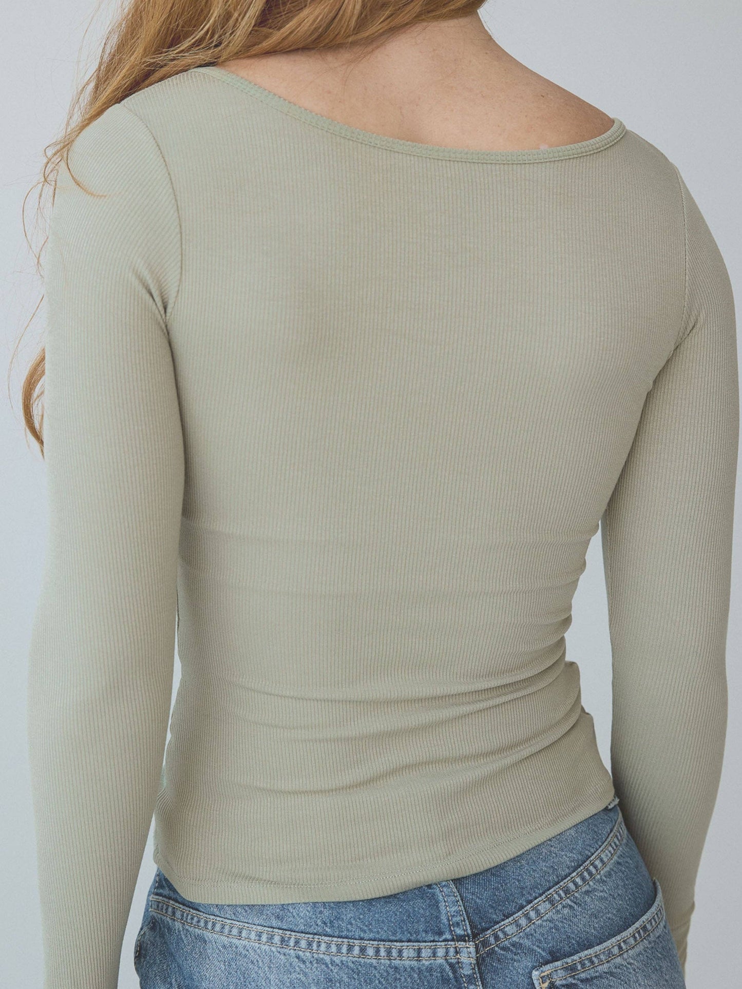A Braless U-Shape Long Sleeve Tee