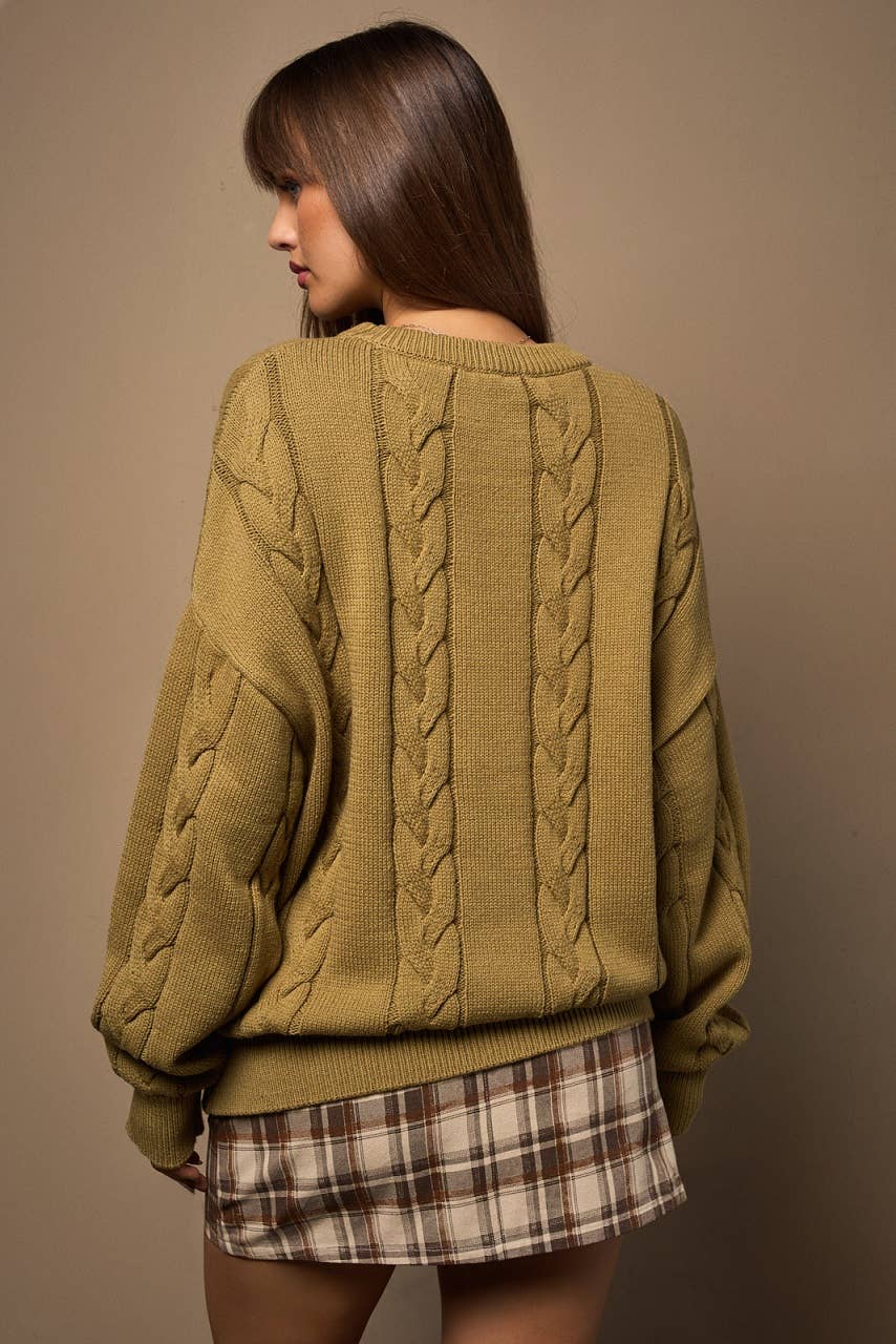 OVERSIZED CABLE SWEATER (CURVY) LOL S