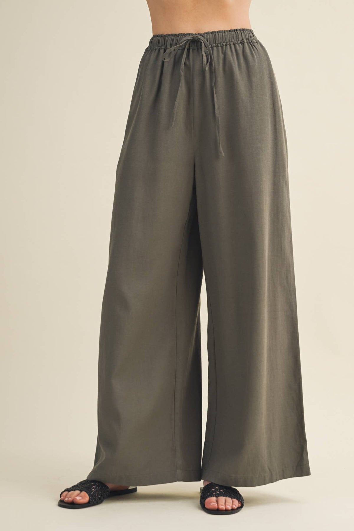 A Drawstring Wide-Leg Trousers (SET)