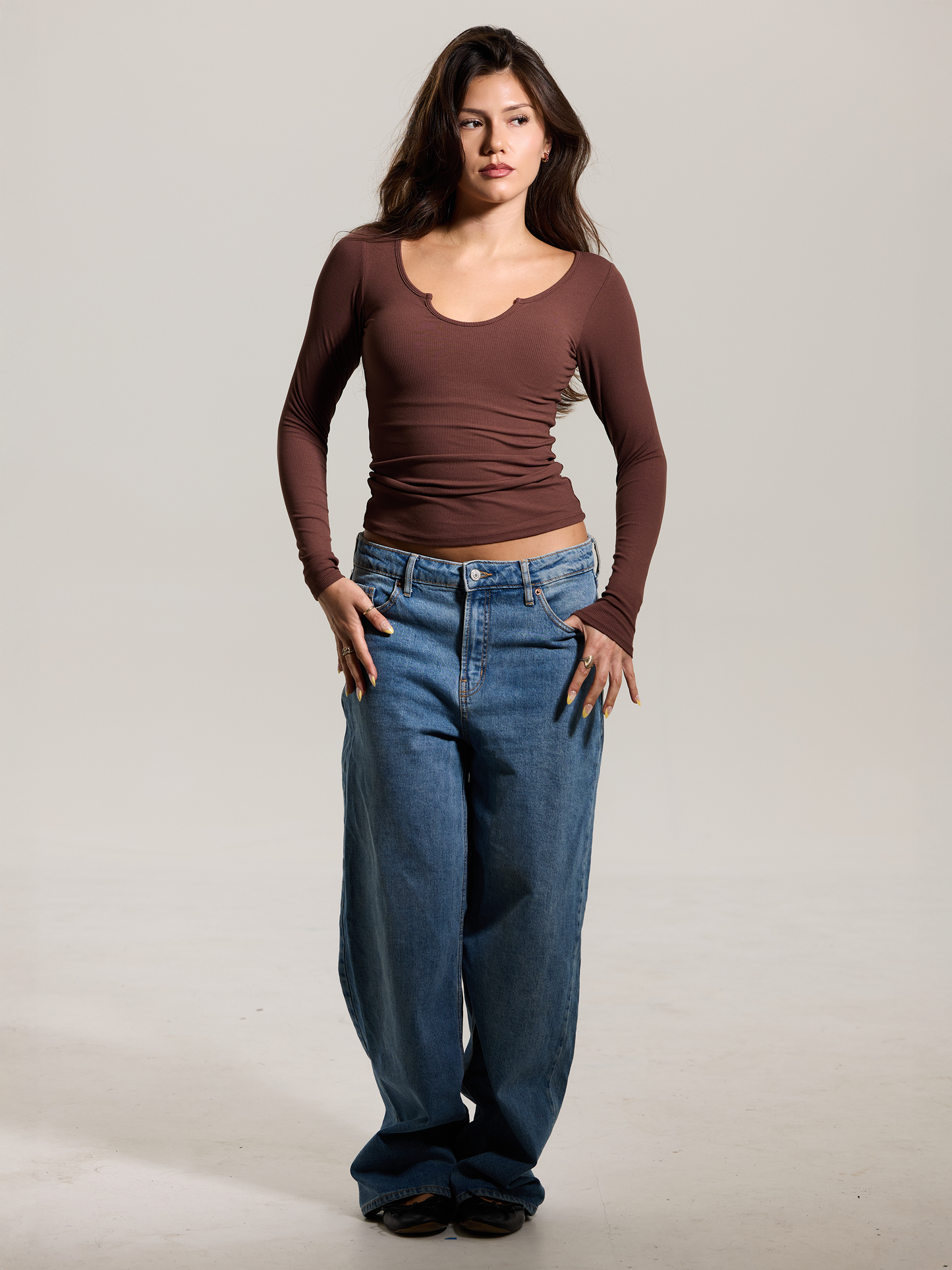A Braless U-Shape Long Sleeve Tee