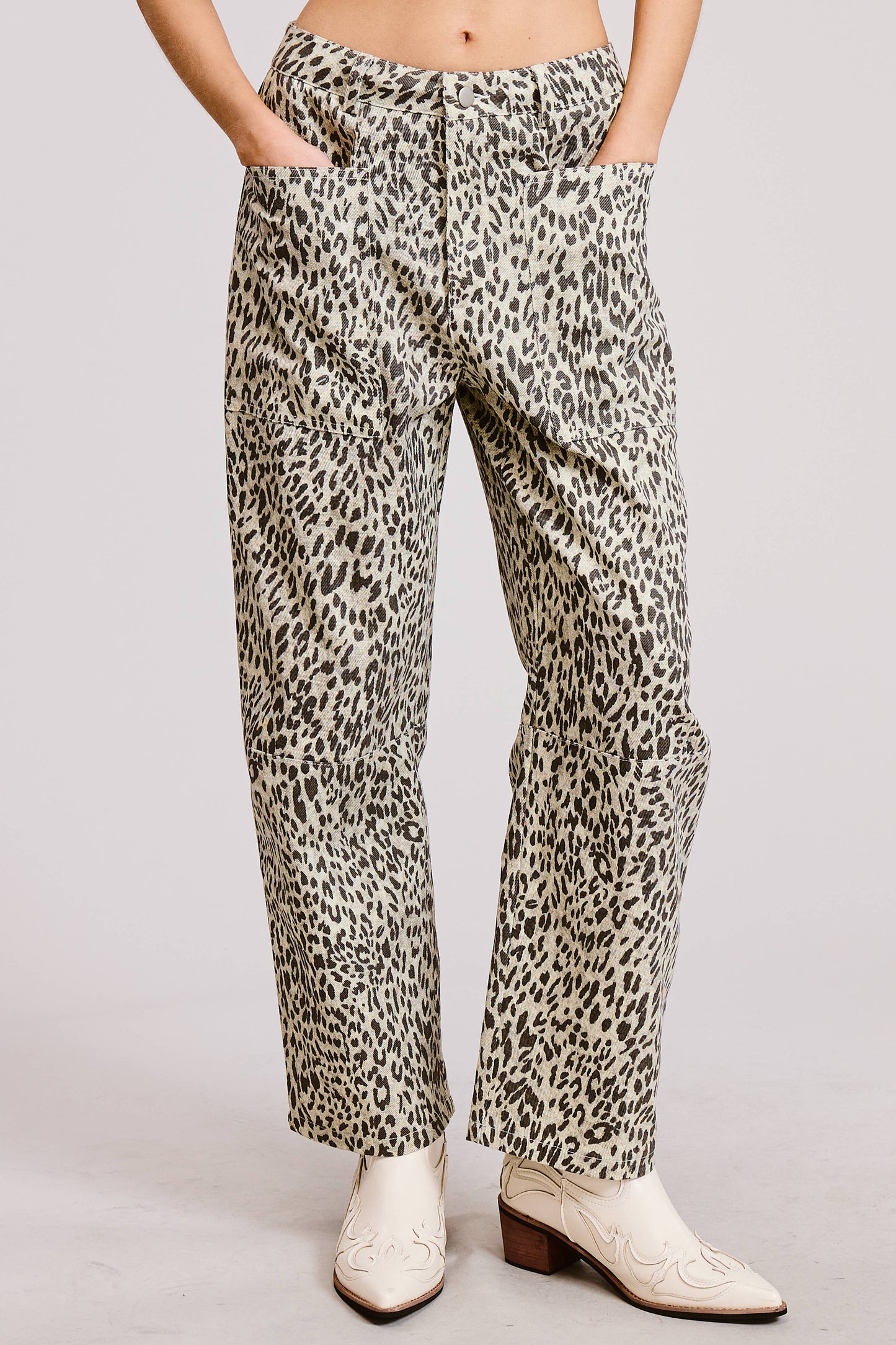 Leopard Print Barrel Jean