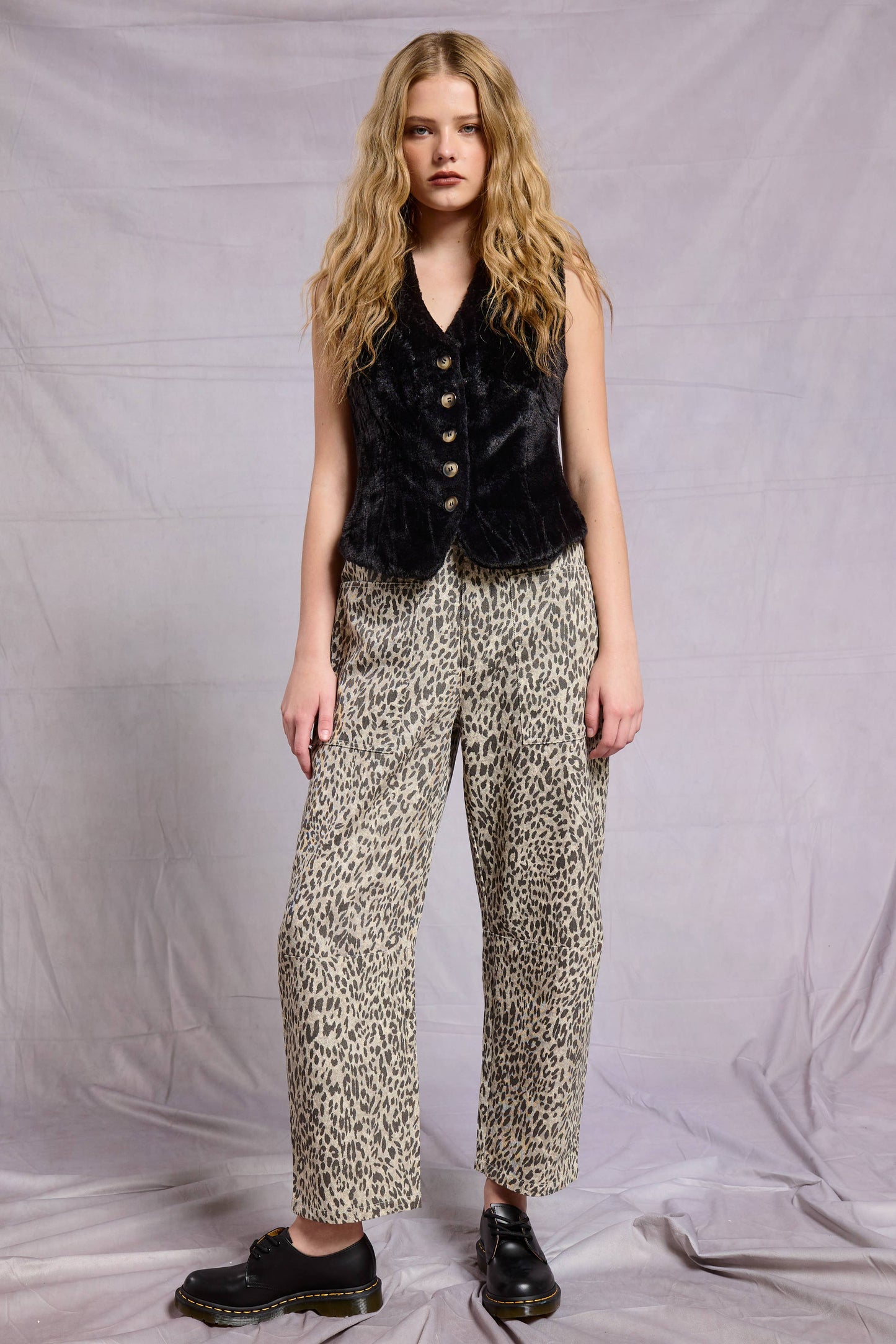 Leopard Print Barrel Jean