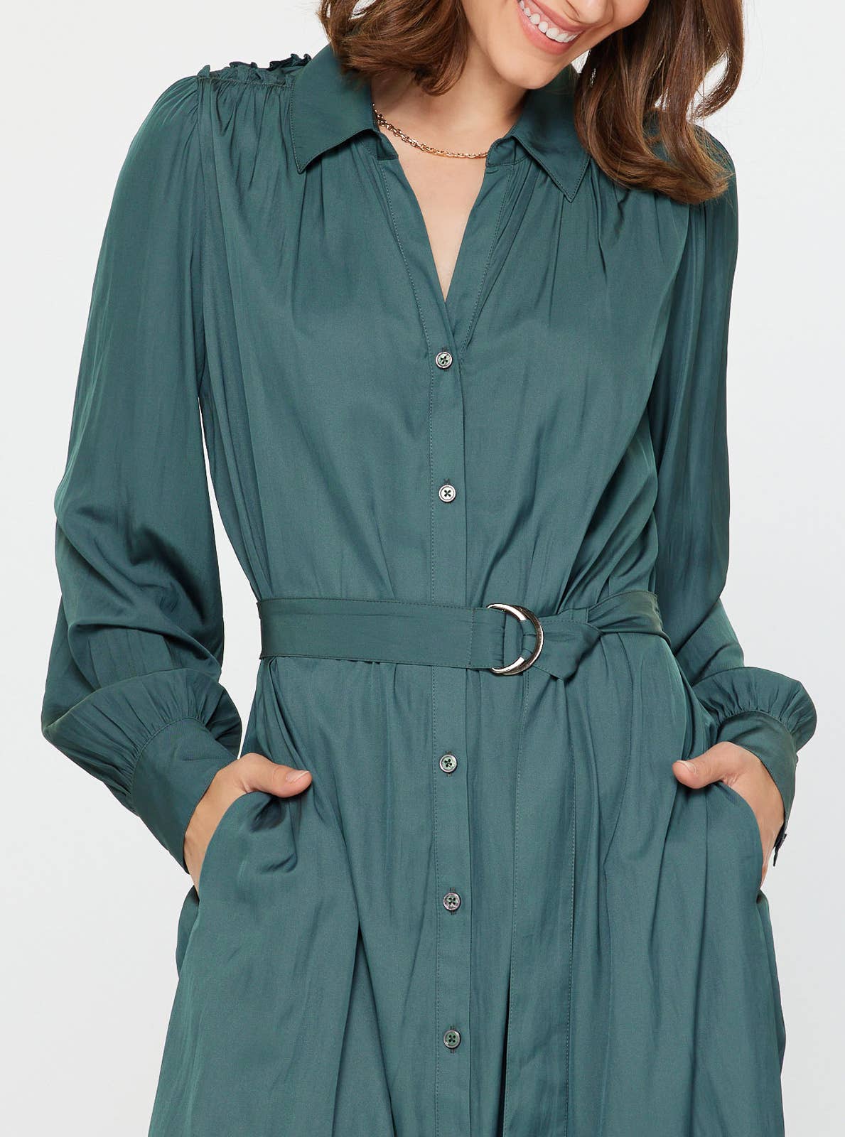 A Button Down Midi Shirt Dress